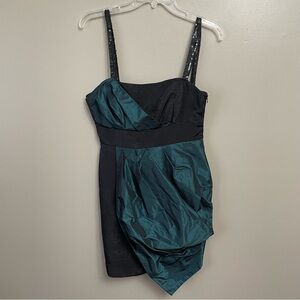 BCBGeneration Green sequin Taffeta asymetricsl Prom Dress Women's Size 6